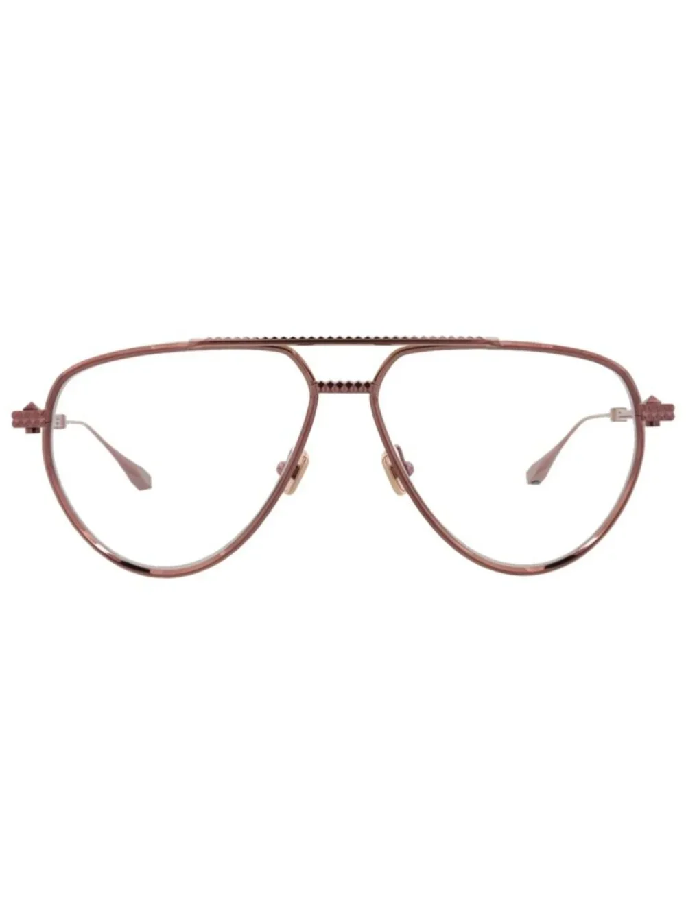 New Valentino Women's Eyeglasses Aviator Metal Frame Unisex Brown Brown